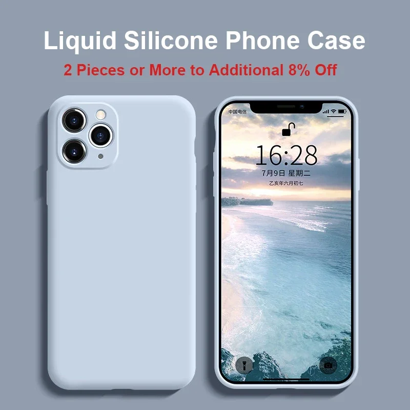 

Original Liquid Silicone Phone Case For iPhone 11 Pro Max XR X XS Max SE 2020 8 7 6s 6 Plus Soft Back Cover Protective Case L03