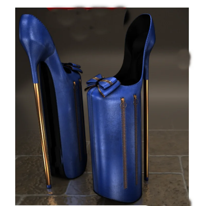 

Blue Bow Knot Zipper Platform Pumps Thin High Heel Sexy Fashionable Cool Summer Casual Big Size Woman Shoes Zapatillas Mujer