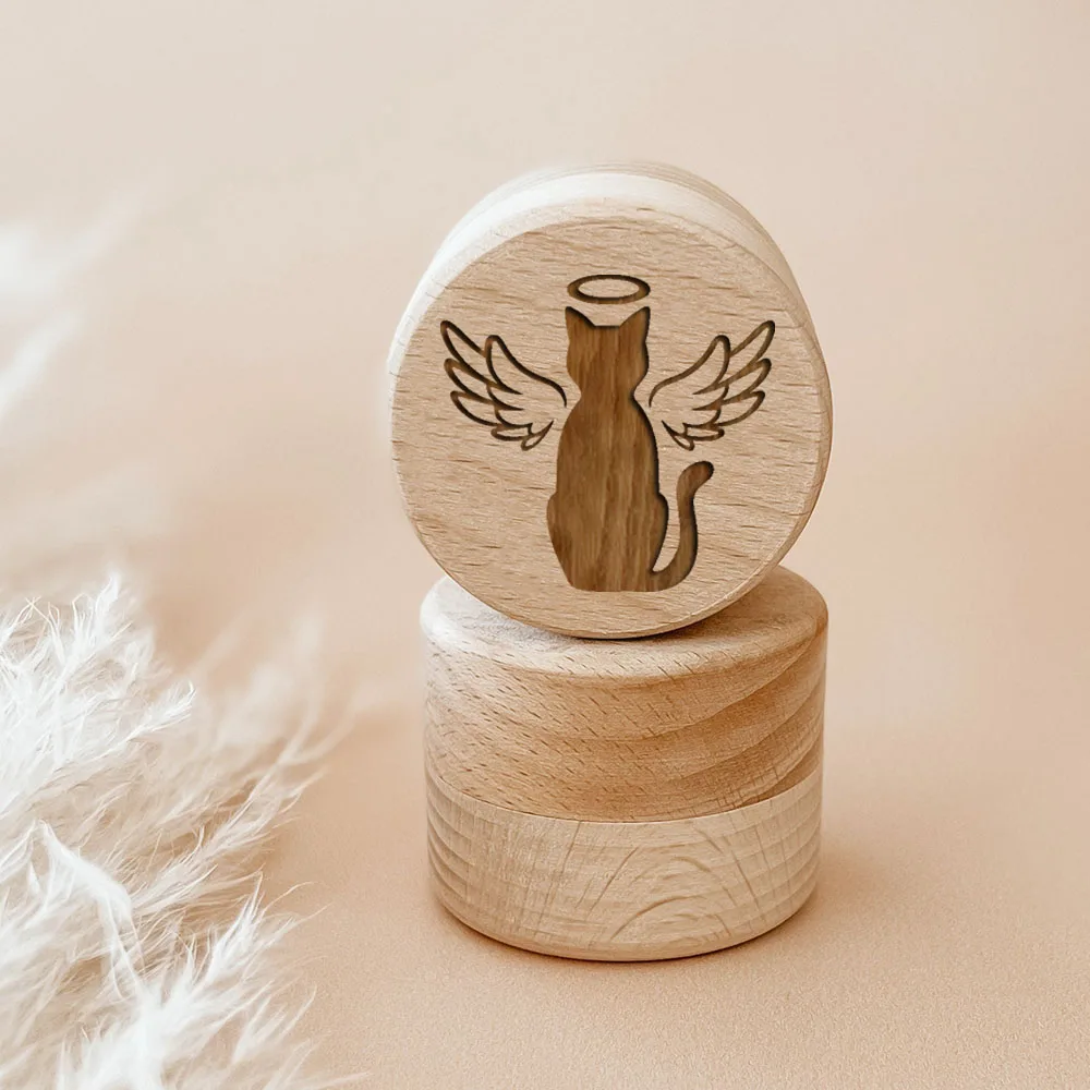 Personalised Engraved Wooden Tooth Storage Box Custom Name Memorial Box Pet Dog Cat Fur Keepsake Box Loss of Pet Memorial Gift