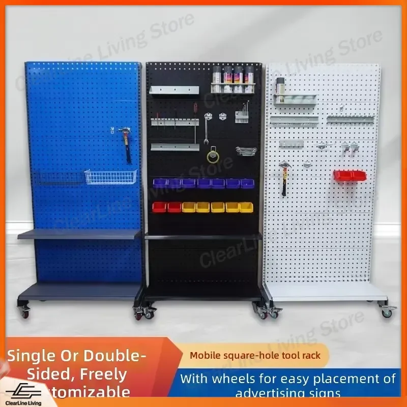 for Pegboard Tool Organizer Wall Mount Storage Hooks Garage Workshop Shelving Mobile Tool Rack DIY Peg Board Display System