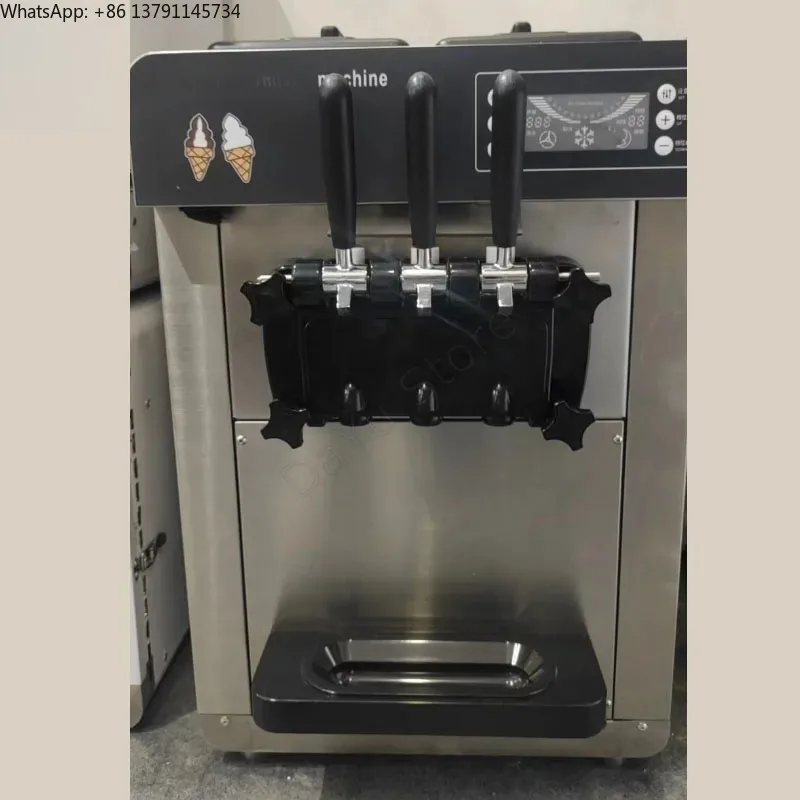 

Commercial Soft Ice Cream Machine 12L Intelligent Control Small Vertical Table Type Three-Color Freeze Professors Cone Maker
