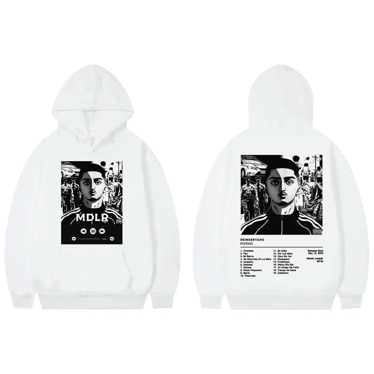 Rapper Morad M.D.L.R Album Poster Double Sided Print Hoodie Fashion Hip Hop Vintage Pullovers Men Women Casual Loose Sweatshirts