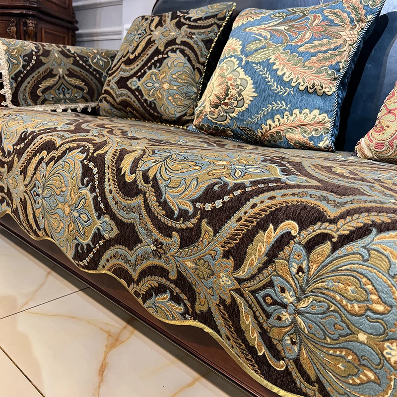 Covers for Armchairs Home Decor Items Embroidered Jacquard Fabric Sofa Cover Living Room Couch Cover Anti-slip Sofa Cushion