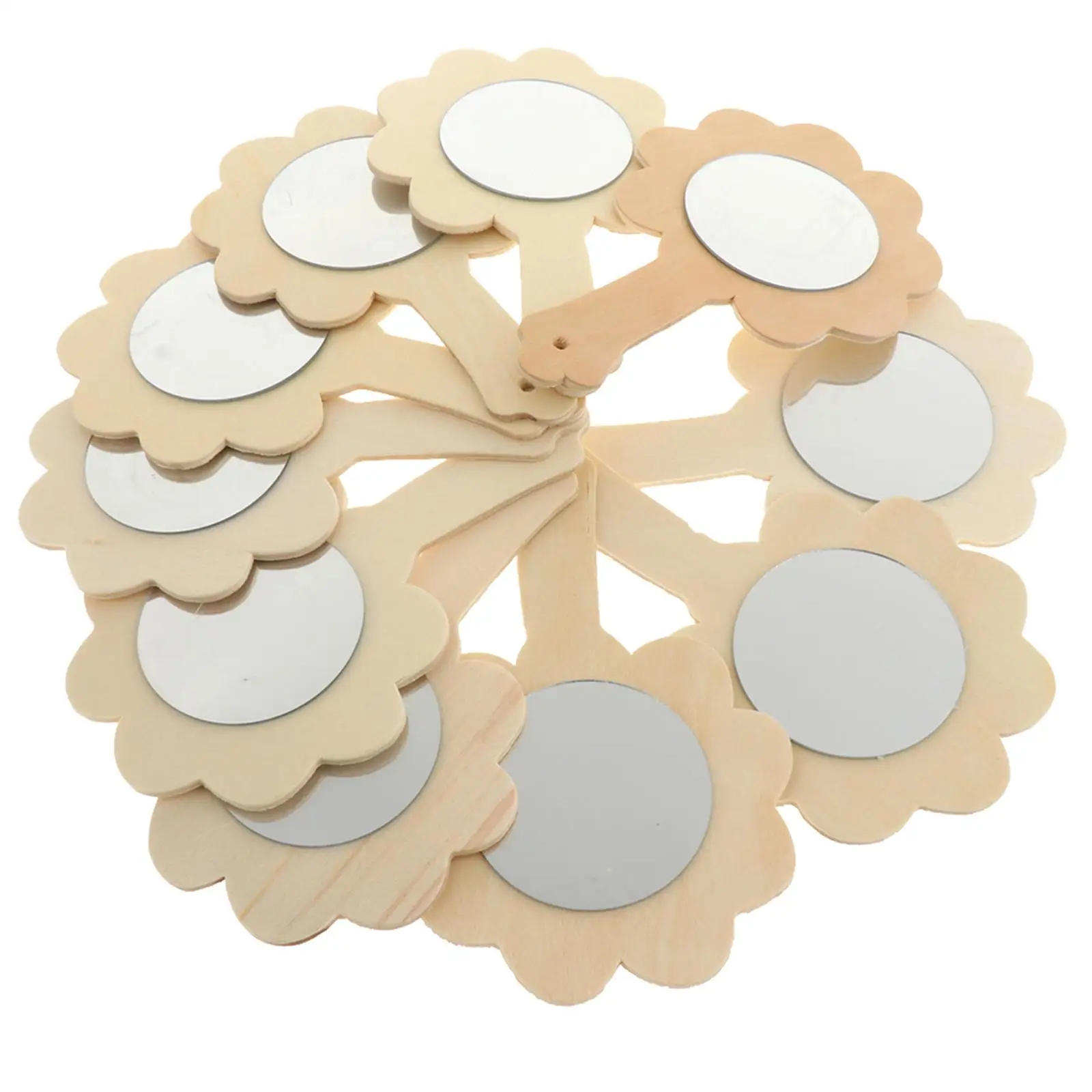 Wooden Sunflower Mirror Unfinished Blank for Kids DIY Craft Activity Handmade Mirror Wood Toy