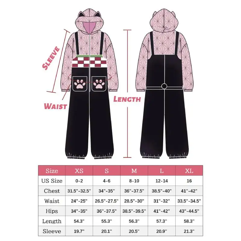 WENAM Anime Kamado Nezuko Cosplay Pajama High Quality Sleepwear Nightgown Warm Pyjamas Women\'s Halloween Anime Cosplay Pajamas