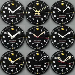 New 2025 29mm Black Pilot Style Watch Dial and Hand Sets C3 Green Luminous Fit NH35 ETA PT Movement Watch Parts for Mod