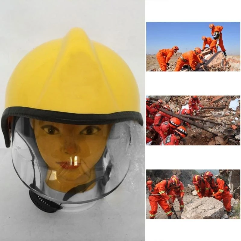 Firefighter Helmet Safety Impact with Shawl Adjust Strap Heat Corrosion Resistant for Fire Disasters