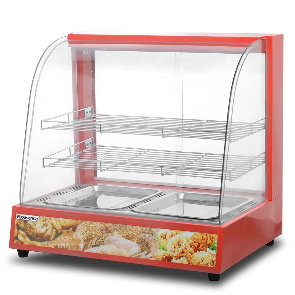 

Insulation Cabinet Commercial Small Glass Cover 2P Red Arc Electric Heating Three-layer Fast Food Fried Chicken Display Cabinet