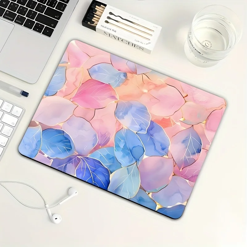 

Bright gold leaf pattern mouse pad, square office desk pad, rubber anti-slip, washable, suitable for office and home use