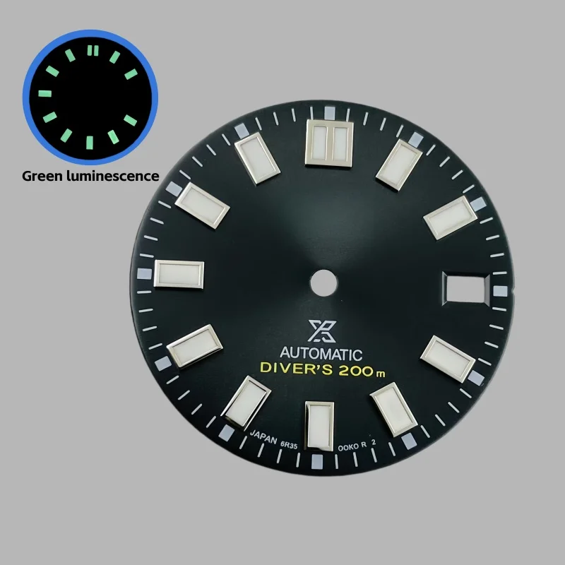 Dial NH35/NH36 baru 28.5mm, logo S, kalender tunggal, bercahaya hijau, dial mekanis, aksesori modifikasi jam tangan