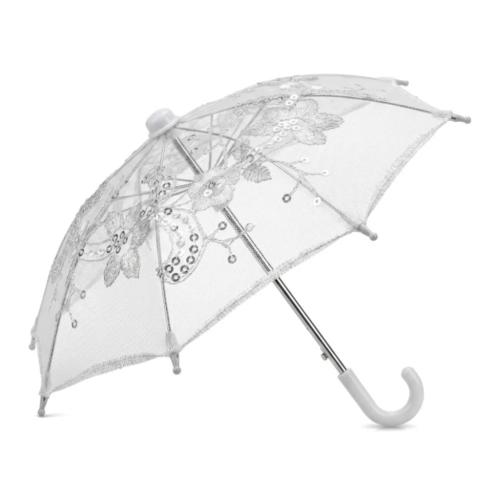 Wedding Decorative Lace Embroidered Umbrella DIY Party Props Mini Umbrella Exquisite Sequin Umbrella Decorations