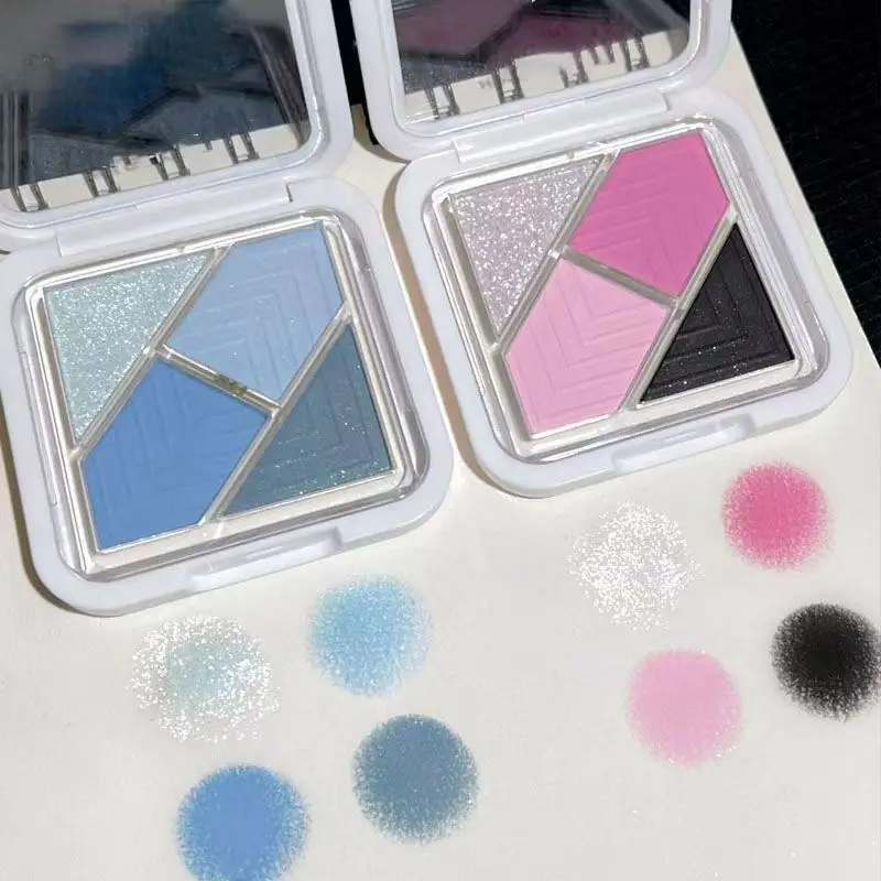 JADED-Palette de fards à barrage 4 couleurs, le monde, fard à barrage, poudre pour filles chaudes, été, bleu-vert, poche portable