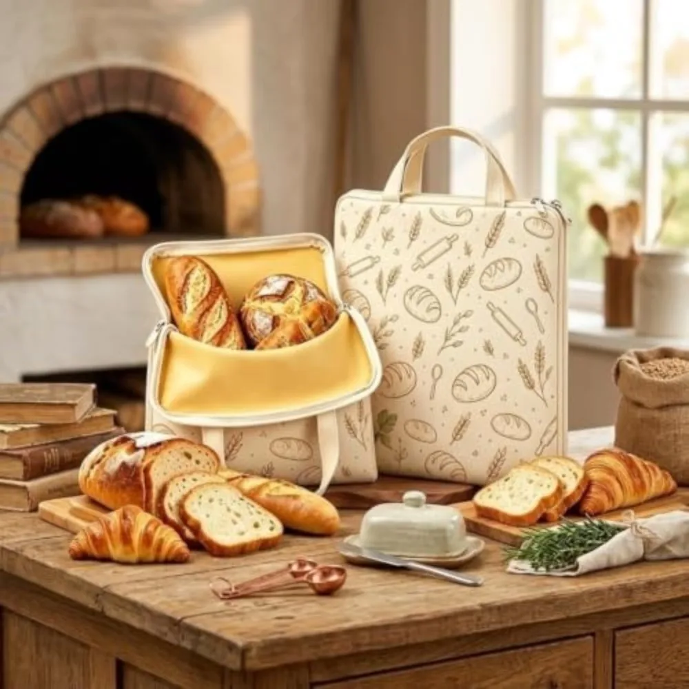 Reusable Bread Storage Bag Buckle Closure Detachable Baguette Storage Bag Beeswax Toast Storage Bag Baguette Toast Storage
