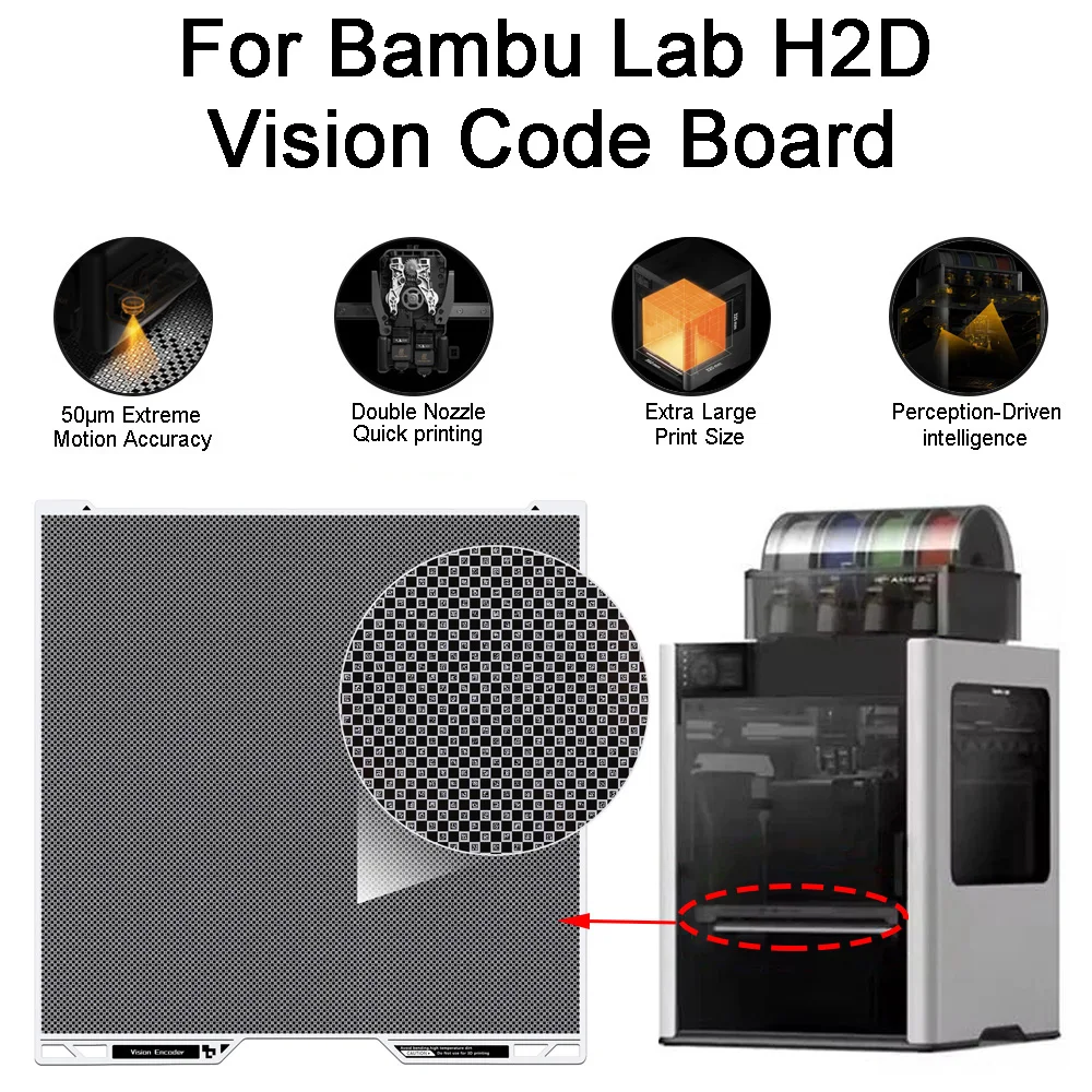 

H2D Vision Code Board, двойная печатающая головка, точность движения 50 мкм, усовершенствованный калибровочный инструмент для BAMBU LAB H2D, аксессуары для 3D-принтеров