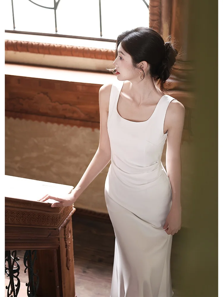 

Ele Simple White Wedding Dr Engagement Par Gown Bridal ower Fi Tail Dr Cotail Dr for Women