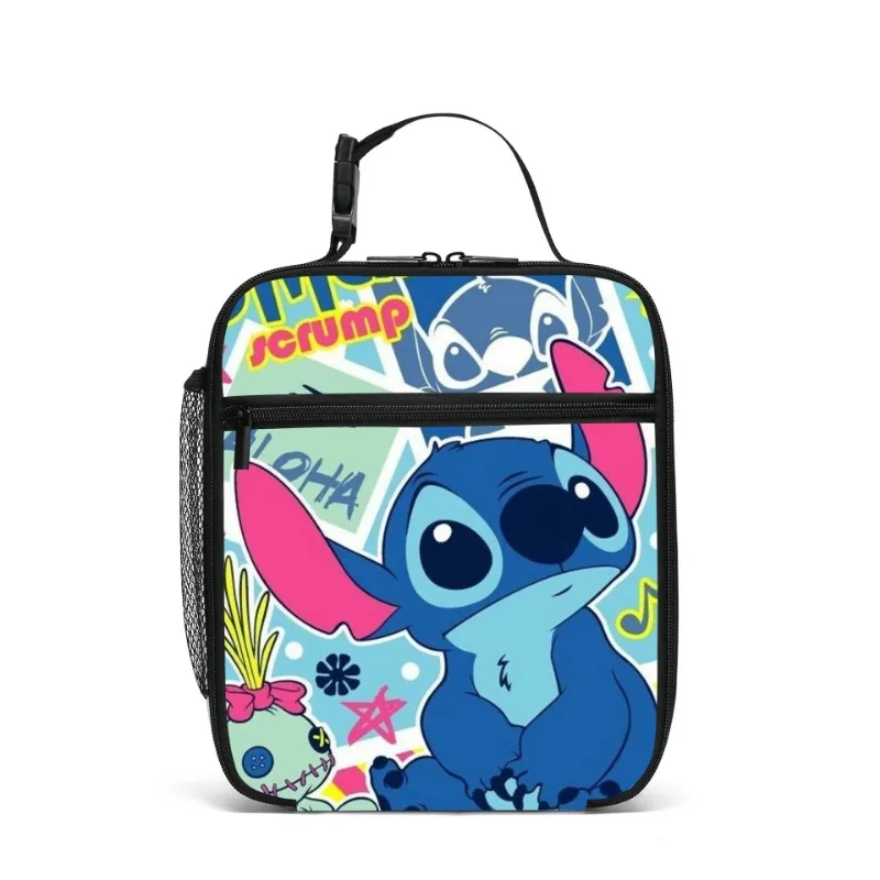 Disney Stitch borse da pranzo portatili Cartoon bambini studente Lunch Box Storage Bag Women Office Bento Bag Outdoor Picnic Tote Bag