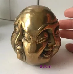 5.7CM / 8.2CM Folk Brass Buddhism 4 Mdes Face Emotions Maitreya Buddha Head Statue Decoration Wholesale Factory Bronze Arts
