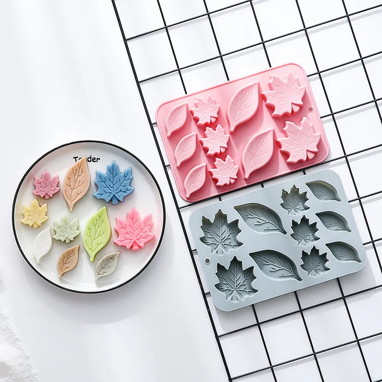 10-hole Leaf Maple Leaf Shape Silicone Mold Baking Tool Chocolate Mold Soft Candy Cake Mold  Cake Decorating Tools