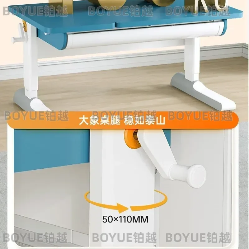 Adjustable Kids Study Desk and Chair Set with Integrated Eye Care Lamp Ergonomic Elephant Leg Design for Children Learning