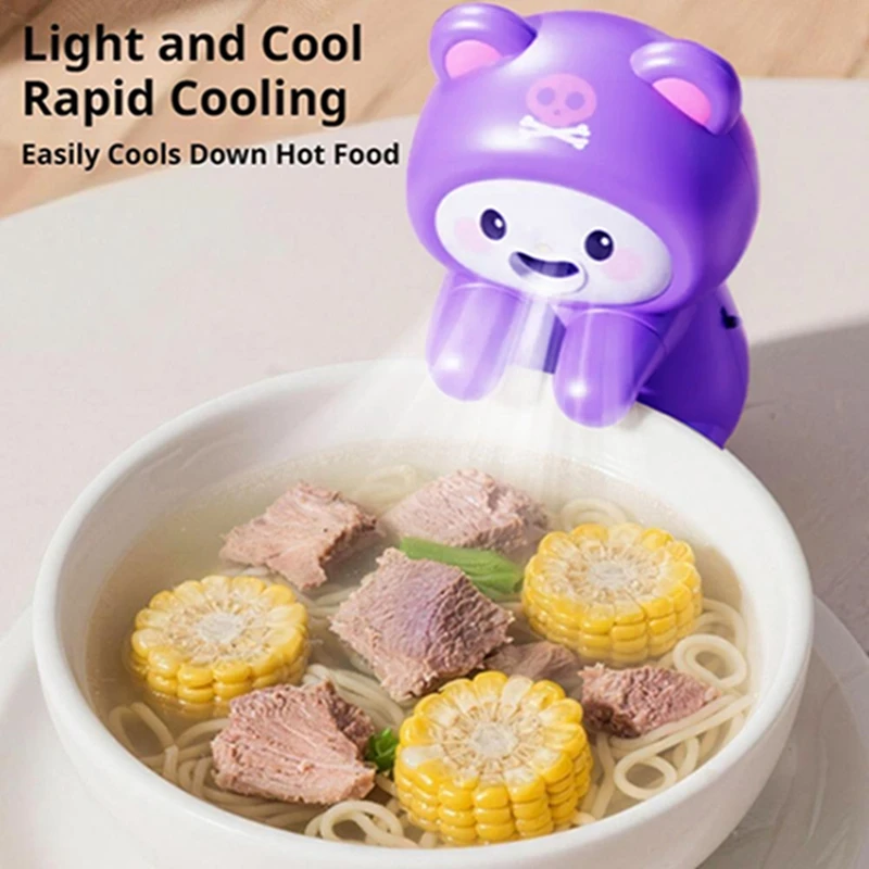 Cute Cartoon Frog Fans Clip-on Food Table Fan with Data Cable USB Rechargeable Food Cooler for Noodle Coffee Tea Hot Drinking