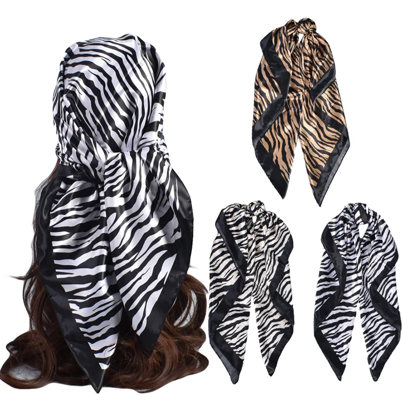 

European and American Fashion New Simple 90-Color Tin Zebra Pattern Large Square Scarf in Stock