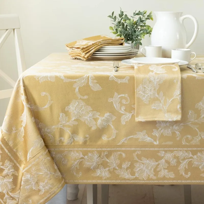 

Harmony Scroll Woven Damask Fabric Tablecloth, Everyday, Parties, Special Occasions, Weddings and Holiday Table Cloth