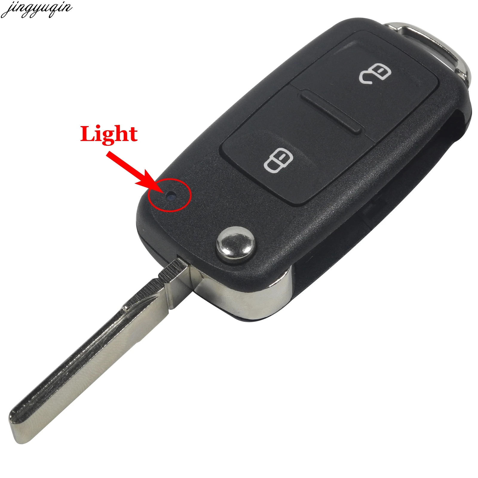 Jingyuqin New Flip Car Key Shell For VW Volkswagen Golf 4 5 7 Passat B5 B6 Tiguan Beetle Polo MK4 Bora Skoda Seat Uncut Blade view 2