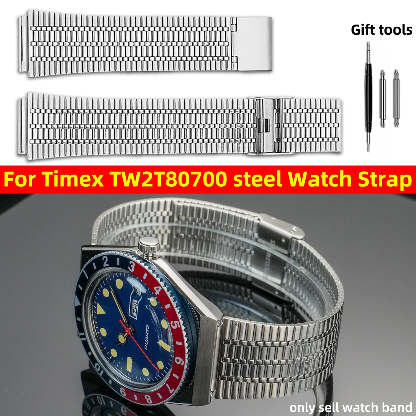 18mm Stainless Steel Watch Strap For Timex Q Timex Series Retro Metal Watchband Tw2t80700 Tw2u61300 Tw2u61200 Replace Bracelet