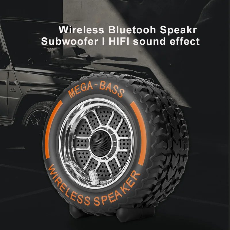 

HIFI Sterero Sound Speaker Mini Wheel Shape Wireless Bluetooth Subwoofer with RGB Light TWS TF Card U Disk Soundbox for Computer