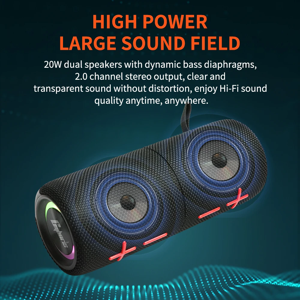 2 In 1 Magnetic Dual Splittable BT5.3 Speaker, IPX6 Waterproof With 20W Loud Stereo Sound,24H Playtime For Golf, Outdoor, TV, PC