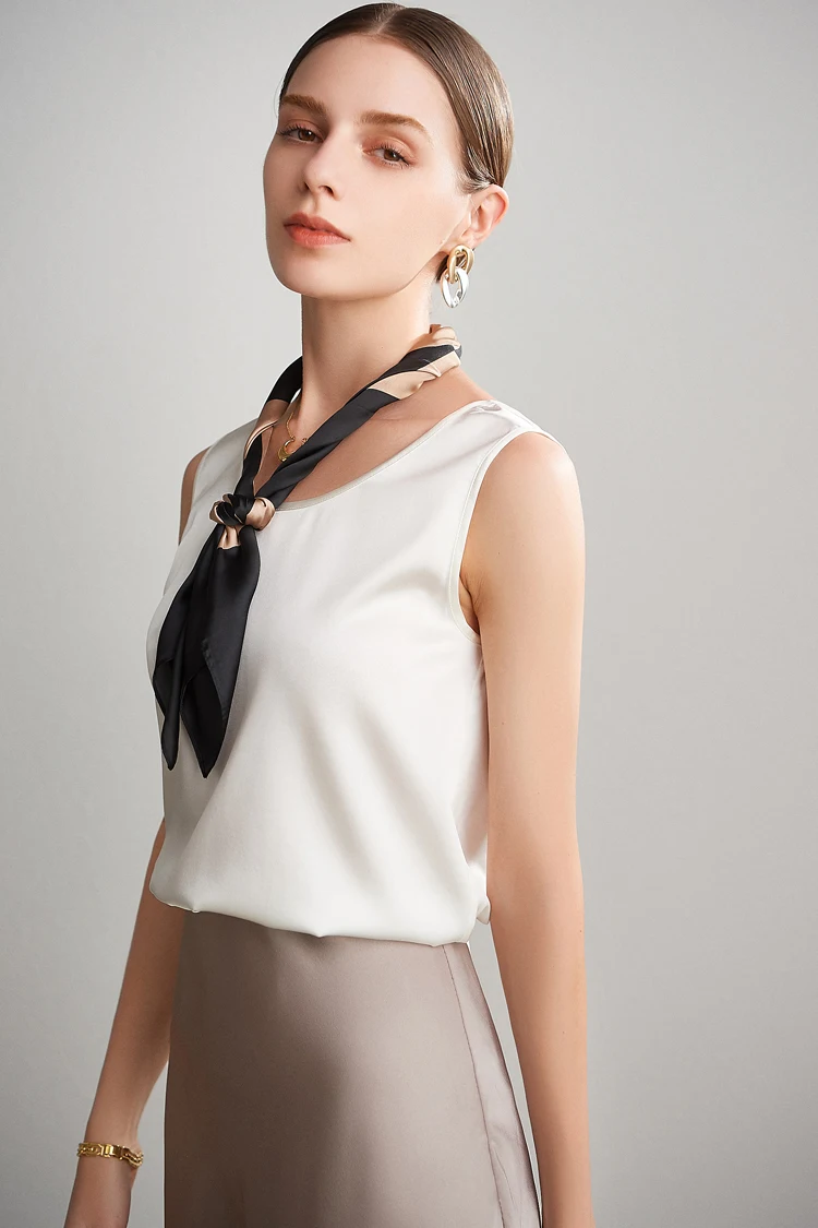SuyaDream. Women Basic Cozy Tanks, 100% Real Silk, O Neck Sleeveless Chic T Shirt, 2025 Solid Summer Vests, White, Pink, Beige