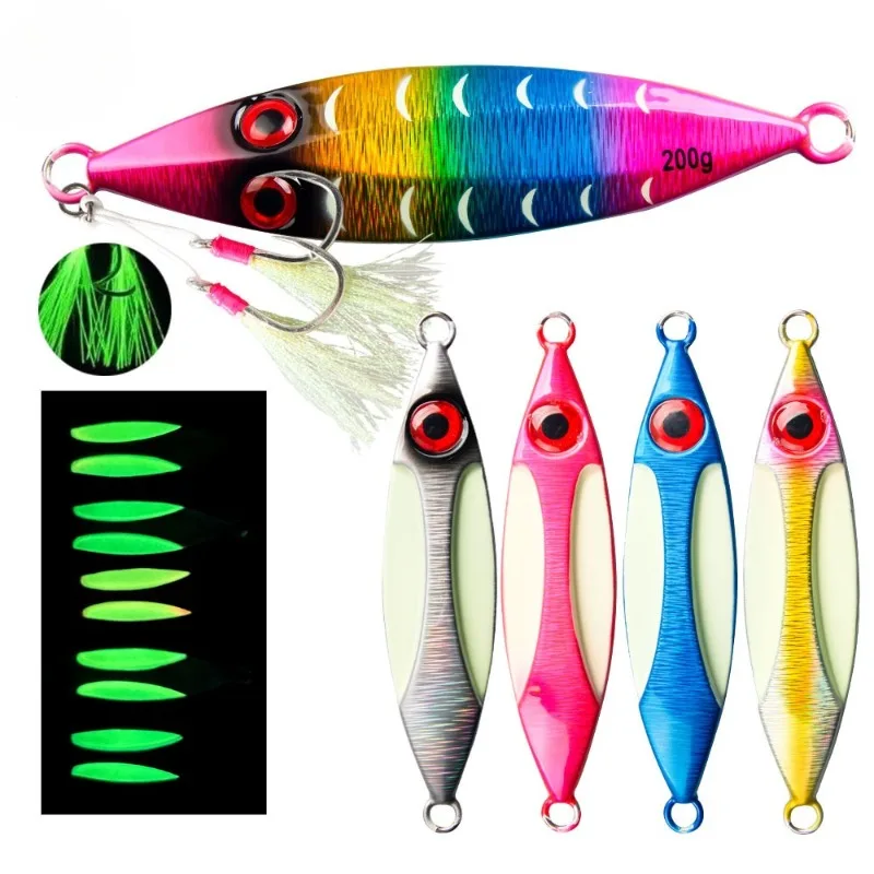

new Large Vertical Metal Jigs 200g 250g 3D Print Laser Luminous Jigging Long Casting Lure Sailfish Sea Metal Jig Bait for Tuna