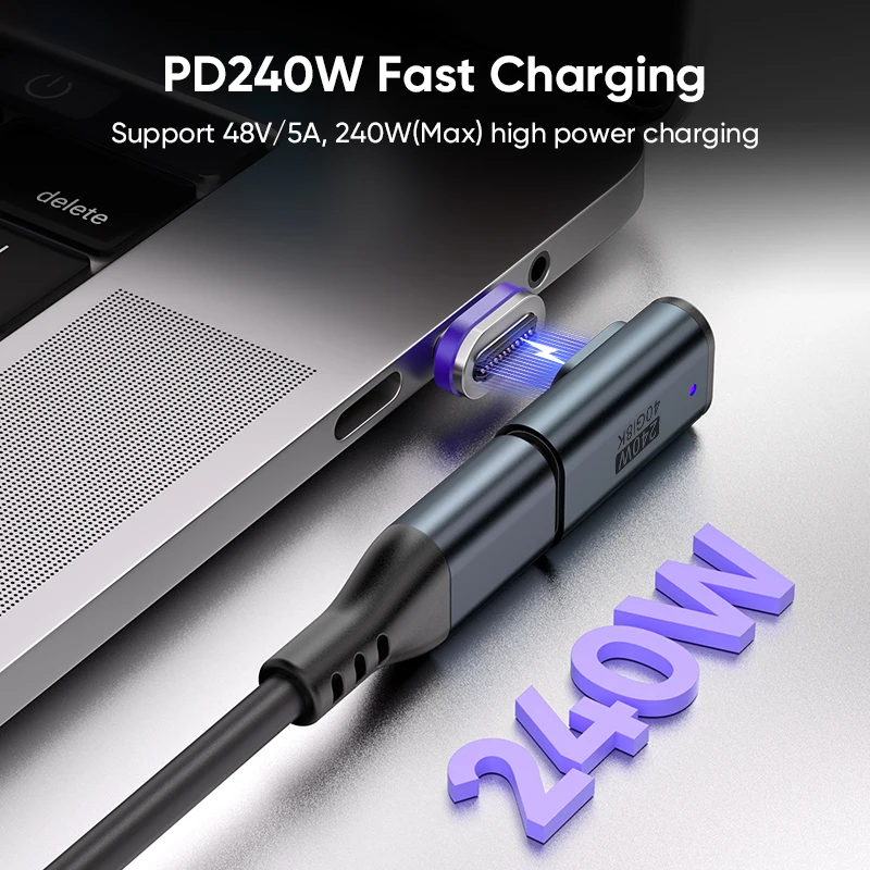 USB-C Female Magnetic Adapter Converter USB4.0 24Pin 240W Type-C to Type-C 40Gbp Fast charge 8K60Hz USB OTG Adapter Thunderbolt3