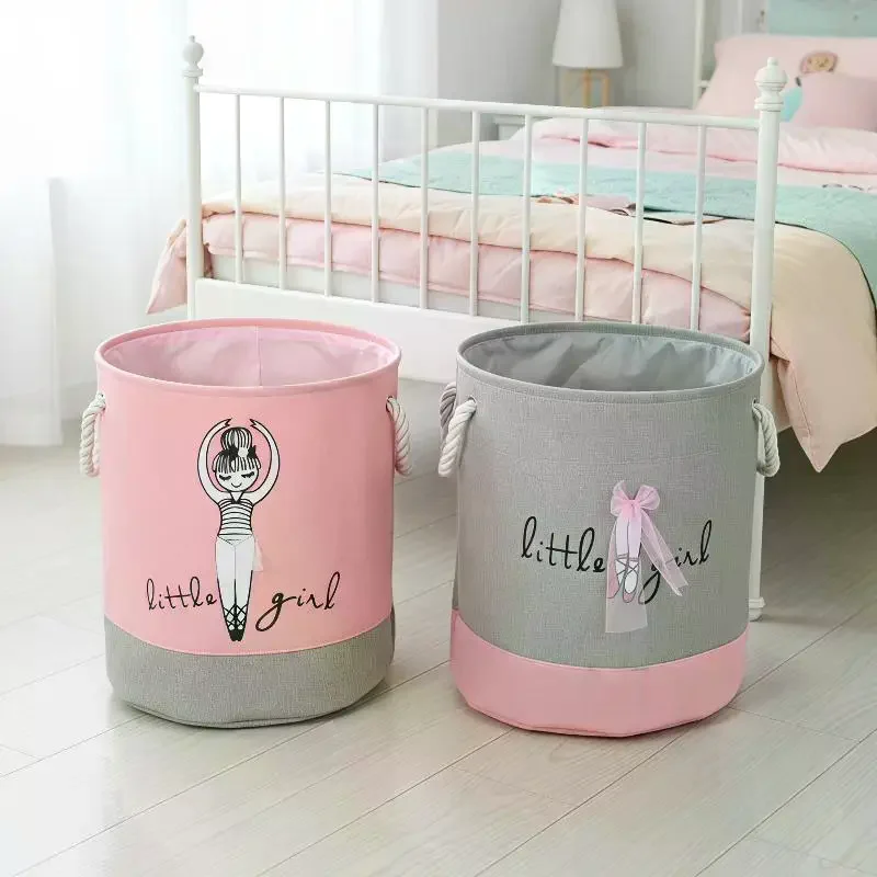 1Pcs Laundry Basket Pink Storage Organizer Toys Dirty Clothes Folding Sundries Bag Girls Room No Mess Space Saver