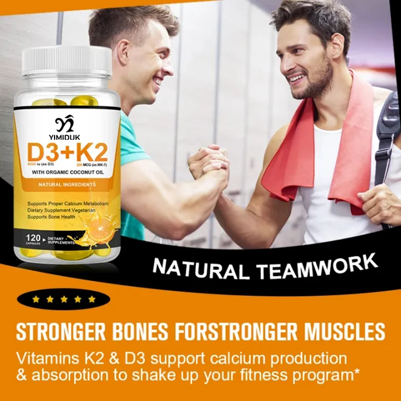 Vitamin D3 K2 Capsules Mineral Supplement Support Heart Bone & Teeth Immune Health Super Absorb Anti-Aging