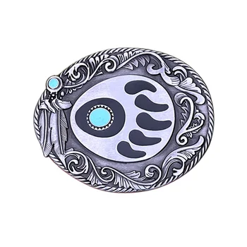 Vintage pena urso pata cinto fivela, moda