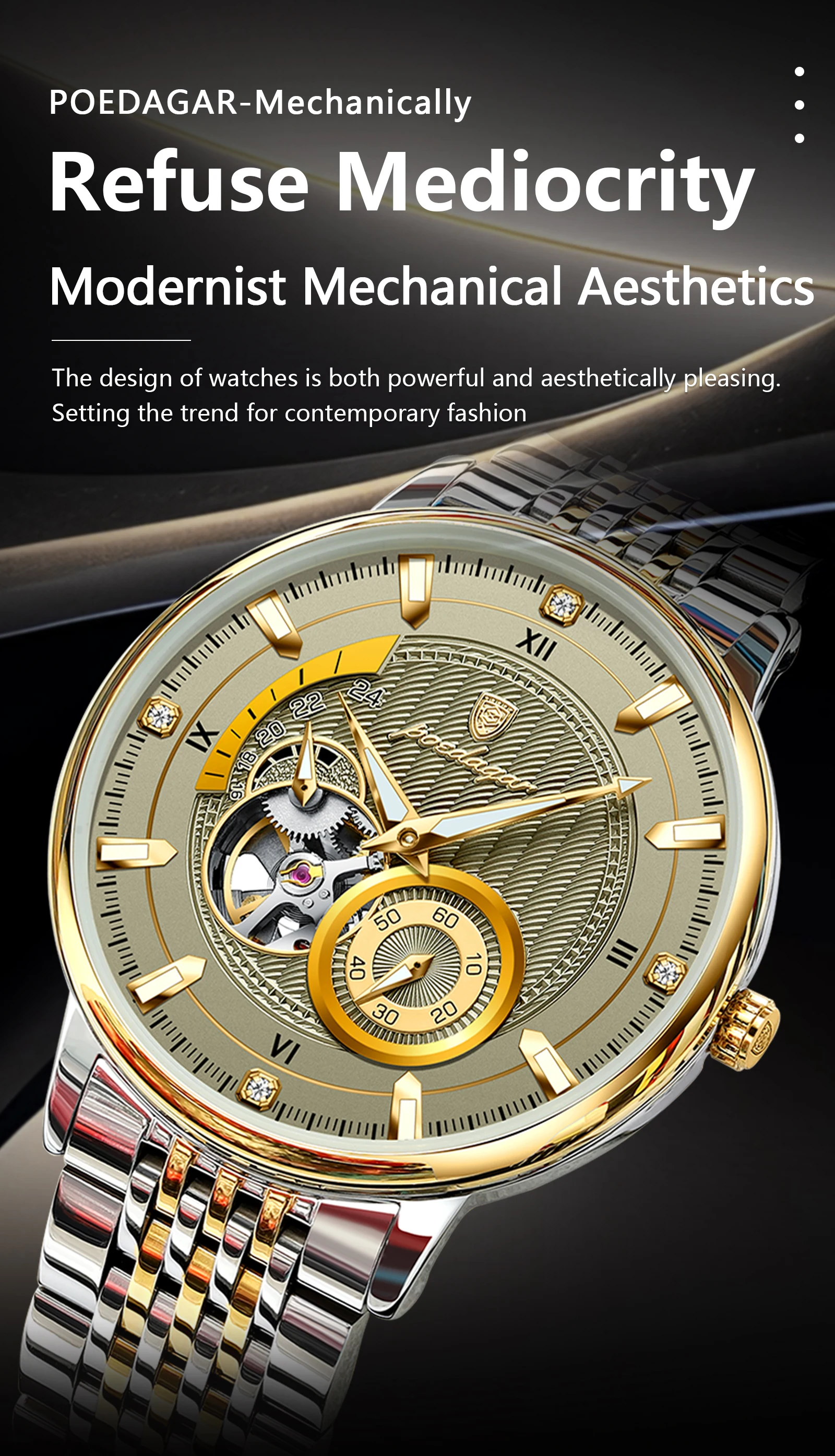 POEDAGAR Top Luxus Mann Armbanduhr Leucht Hohl Tourbillon Edelstahl Männer Uhr Mechanische Automatische herren Uhren Reloj – Detail 2