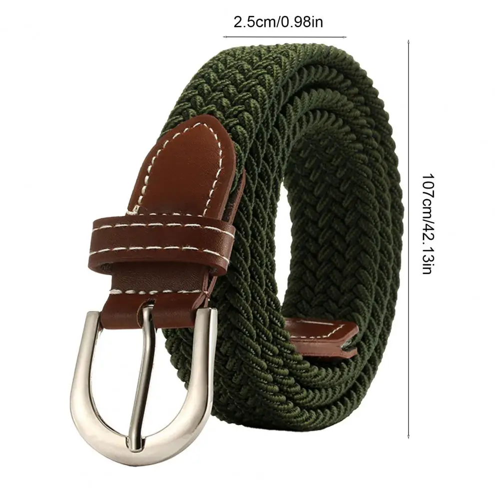 120cm Unisex Elastic Fabric Casual Belt Pin Buckle Expandable Braided Stretch Canvas Simple and Stylish Leisure Men Women Belt
