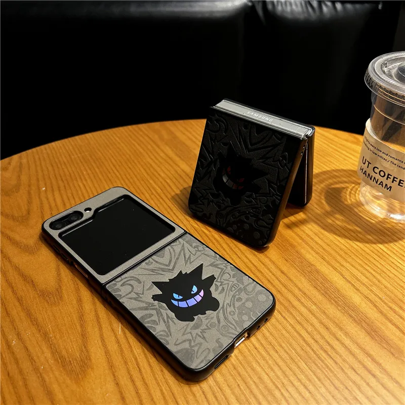

Anime gengar Pokemons Emboss Phone Case for Samsung Galaxy Z Flip 6 Z Fold 4 5 6 7 zfold4/5/6 z flip Zflip6 Zflip7 Leather Cover