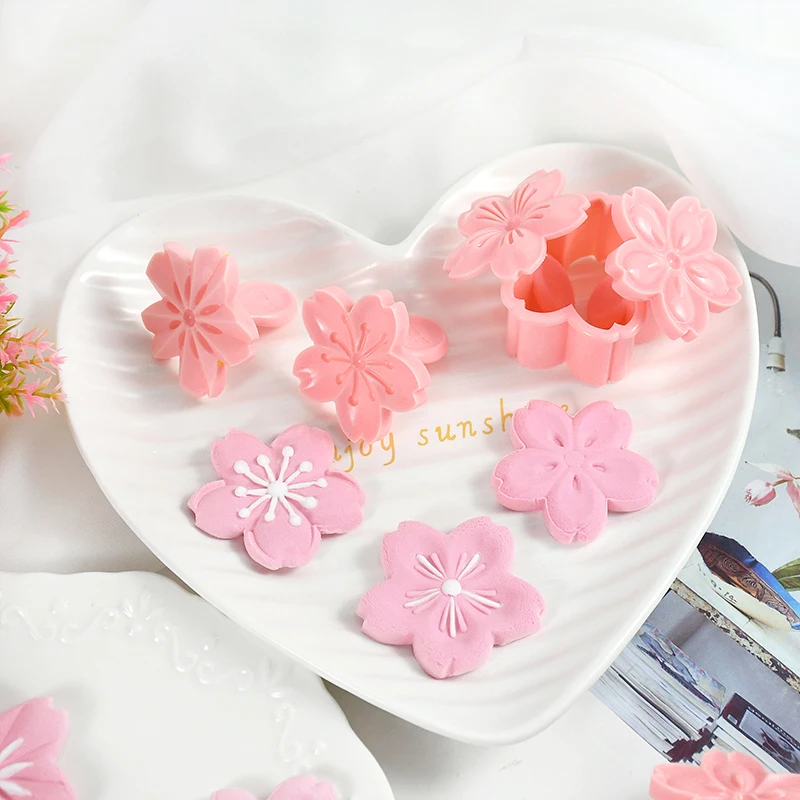 5pcs/set Sakura Flower Cookie Mold Stamp Biscuit Cutter Cherry Blossom DIY Fondant Cake Decor Floral Mould Kitchen Baking Tools