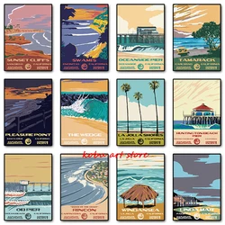 Vintage National Parks Surf Poster San Diego San Francisco, California Coastal Beach Canvas Painting Wall Art Prints Home Decor