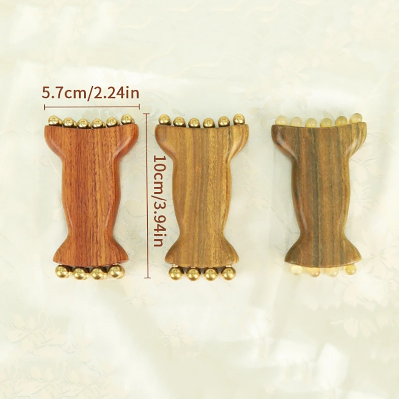 เครื่องมือยกกระชับผิวหน้าแบบลูกปัดทองเหลือง สำหรับนวดแก้ม นวดกัวซา กระตุ้นการไหลเวียนน้ำเหลือง ผ่อนคลายจุดกดทับ