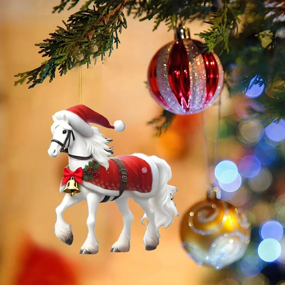 New Acrylic 2D Flat Christmas Cute Cat Holiday Trailer Interior Decoration Home Ornament Pendant Christmas Tree Hanging Keychian
