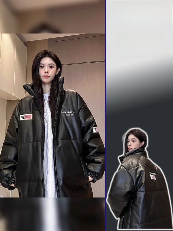 

plus Size American Sle Thiened Stand Collar Bread Coat Cotton Jaet Spring New Warmth Outerwear Casual Faion Women's C...