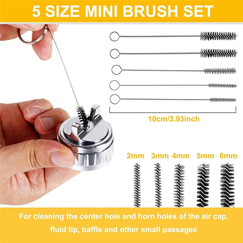 

A53Q-Sprayer Cleaning Kit 17 Pcs Multi-Purpose Paint-Gun Brush Cleaner Tool With Nylon Mini Tube Brushes And Needles