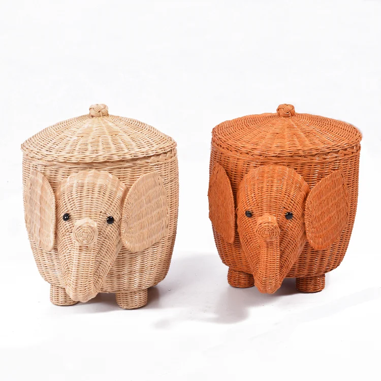 Rattan art towel storage basket handmade woven basket home dirty clothes sundries toy baby elephant basket