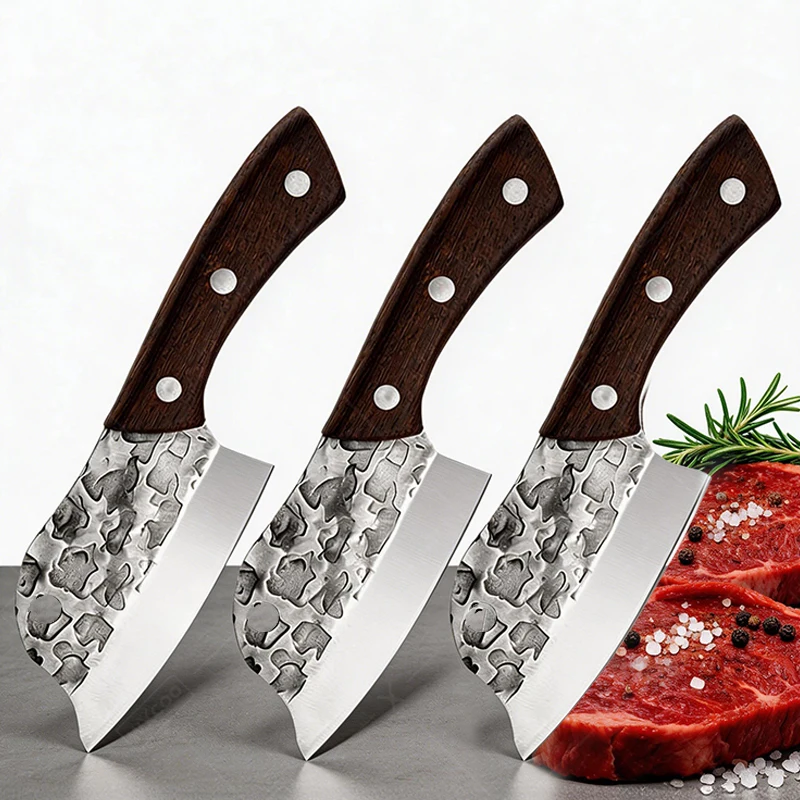 WXCOO Handmade Forged Kitchen Knife Hammered Cutting Knife Stainless Steel Meat Cleaver Chopper Slaughtering Fish Killing Knife