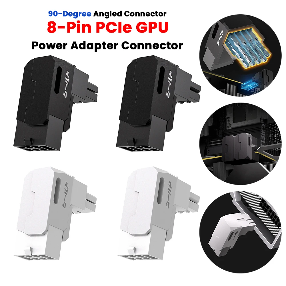 8-poliger PCIe GPU-Netzteil, 90-Grad-gewinkelter Stecker, Stromschnittstellen, Lenkkopf, Grafikkarte, Stromanschluss-Adapter