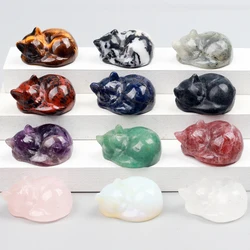 Various Crystal Energy Stones Carved Cats Rose Quartz Kitten Figurine, Natural Stone, Jade Mini Sleeping Cat, Chakra, Home Decor