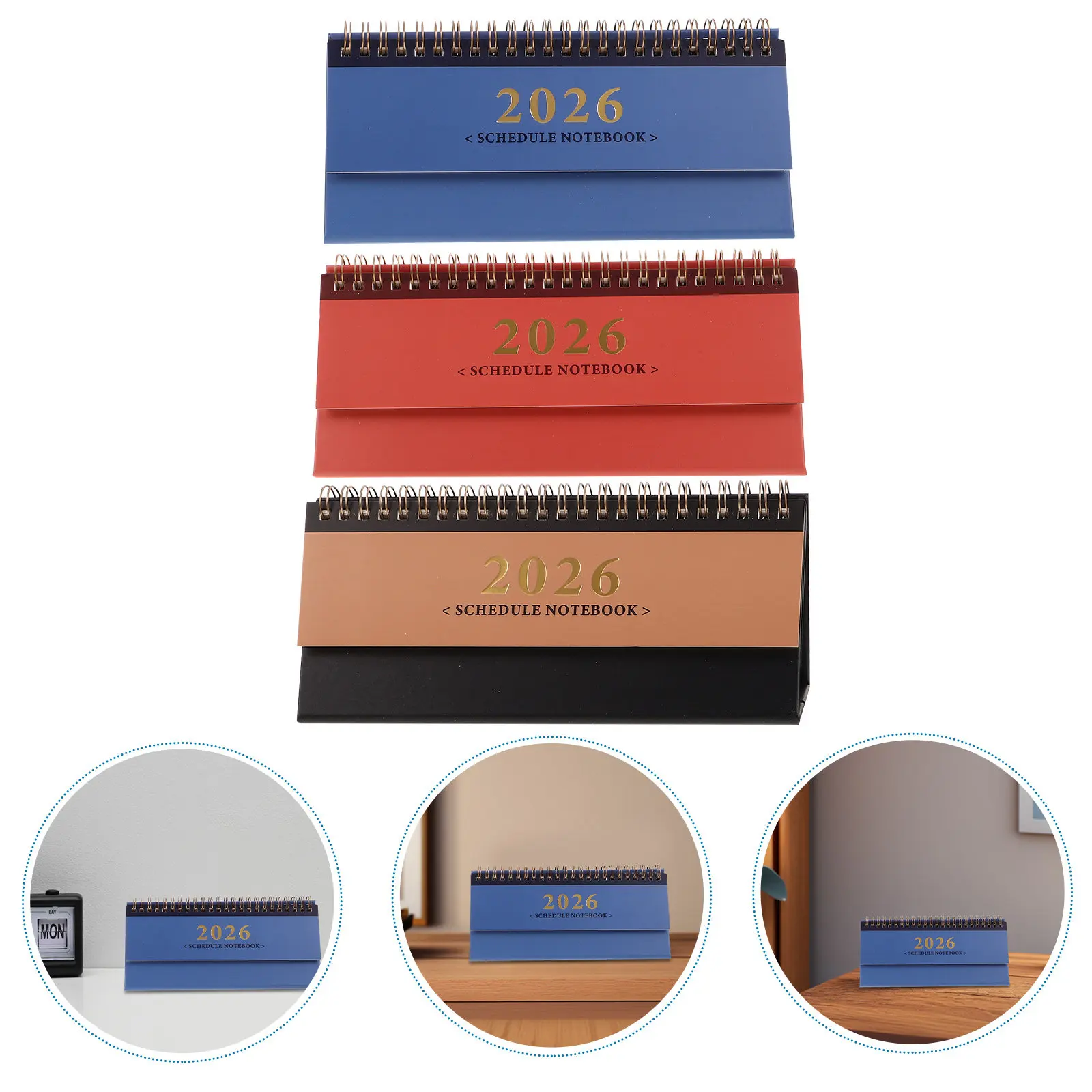 

3Pcs Mini Desktop Calendar 2026 Ultra-Thin Portable Desk Planner with Thick Bleed-Resistant Paper Daily Task Management Small